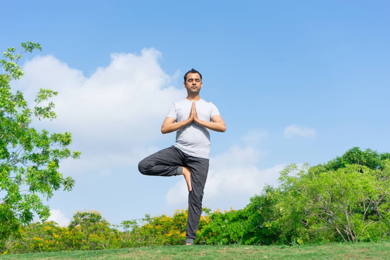 Tree pose yoga for senior